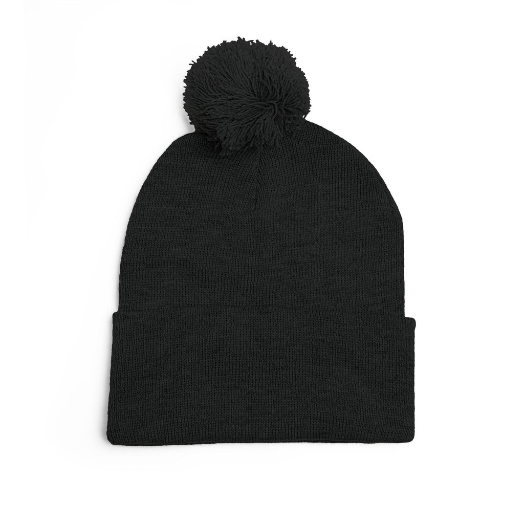 Embroidered Pom-Pom Beanie — Motifit Fitness Logo Cuffed Knit Hat