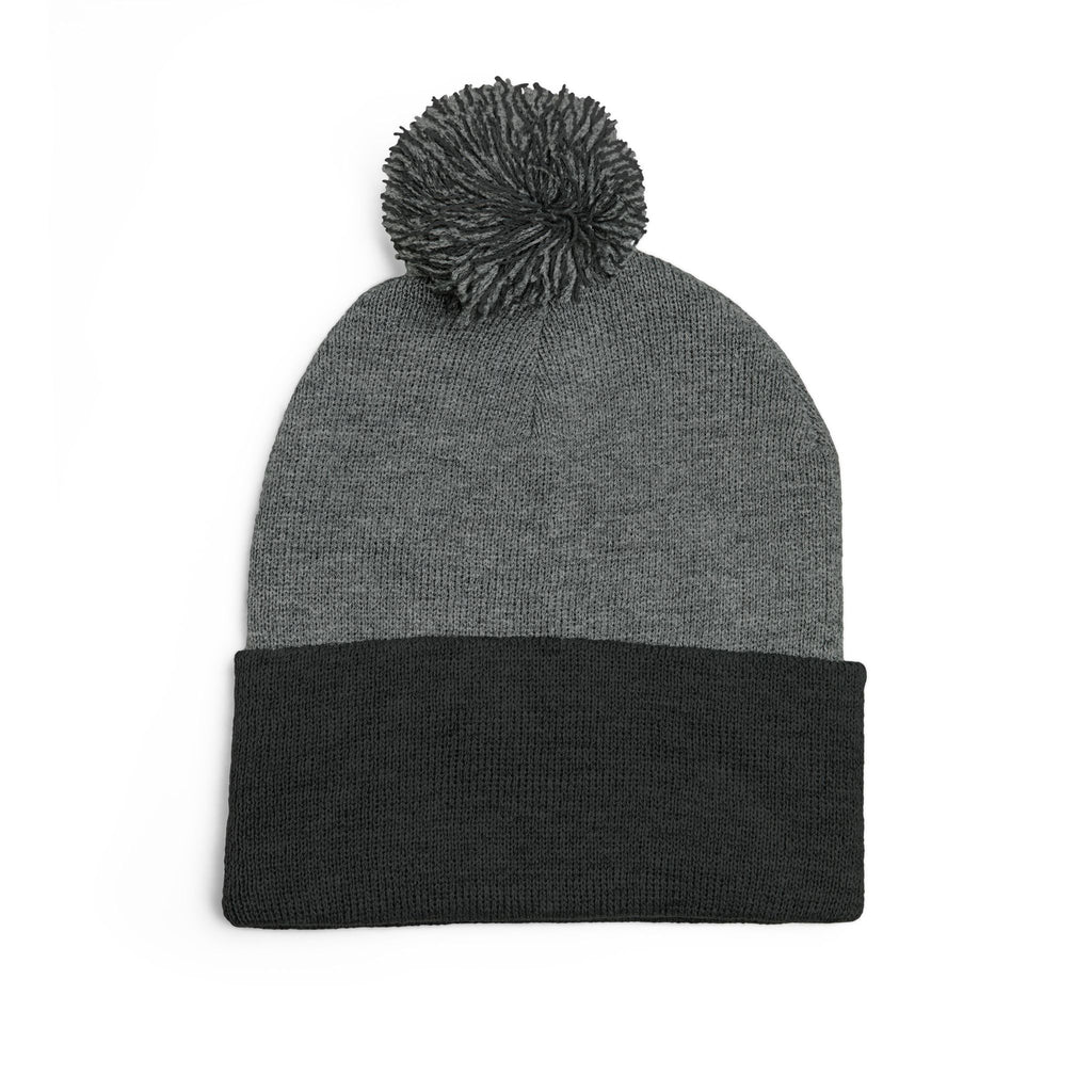 Embroidered Pom-Pom Beanie — Motifit Fitness Logo Cuffed Knit Hat