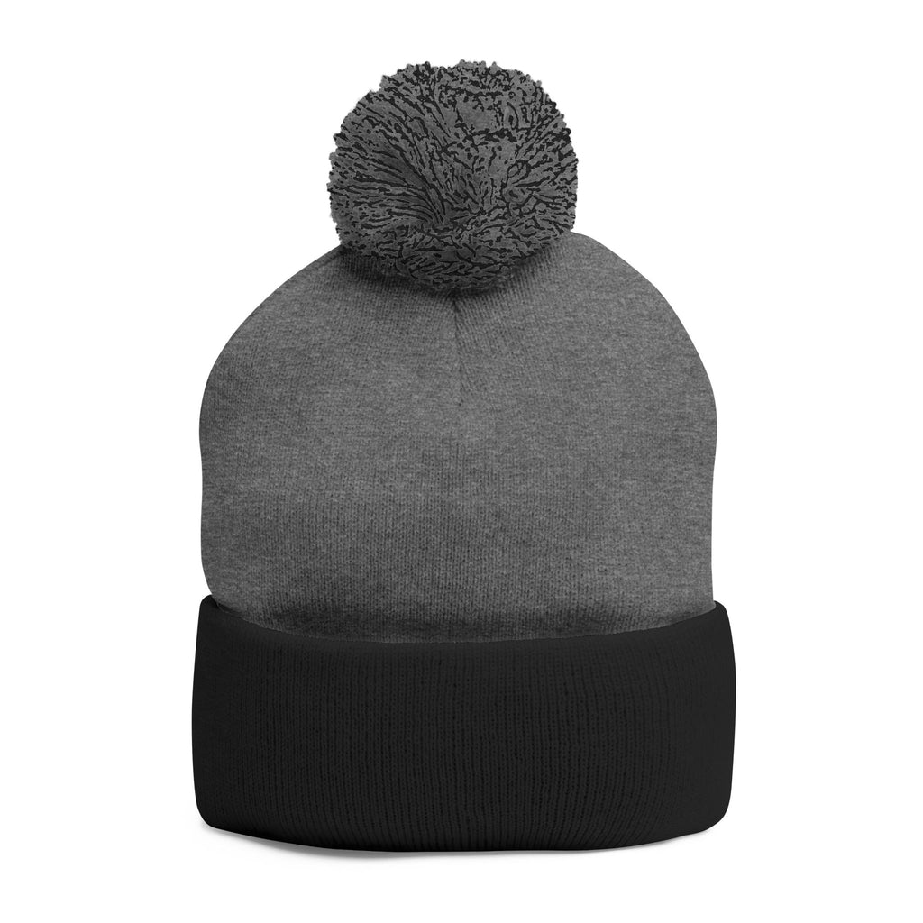 Embroidered Pom-Pom Beanie — Motifit Fitness Logo Cuffed Knit Hat