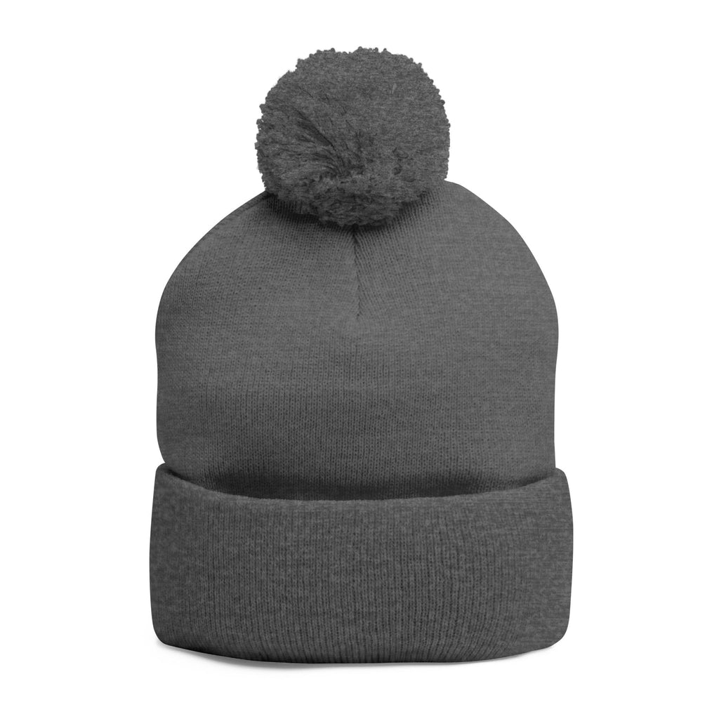 Embroidered Pom-Pom Beanie — Motifit Fitness Logo Cuffed Knit Hat