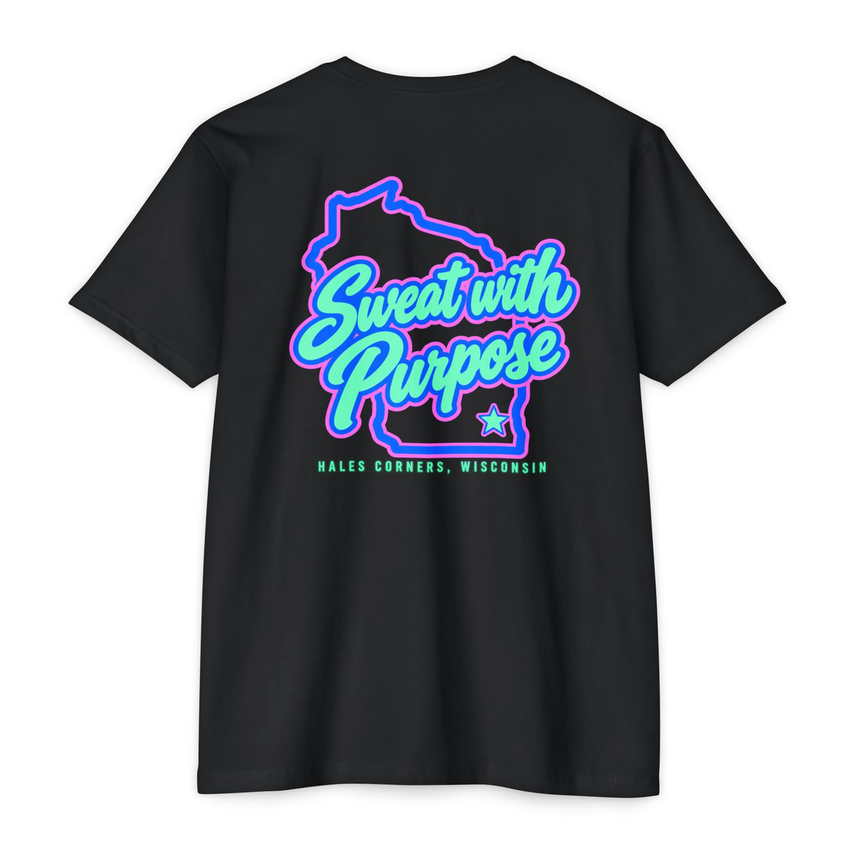 Sweat with Purpose T-Shirt — Motifath Fitness Tee (Make Change, Wisconsin)