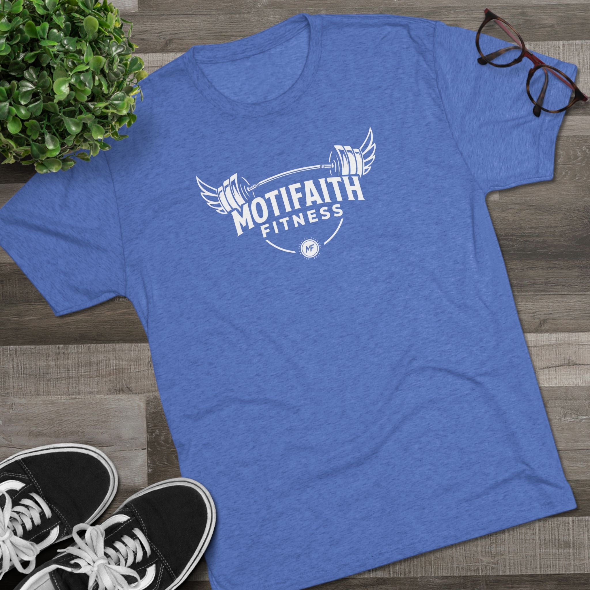 Motifaith Fitness T-Shirt — Barbell Wings Gym Tee