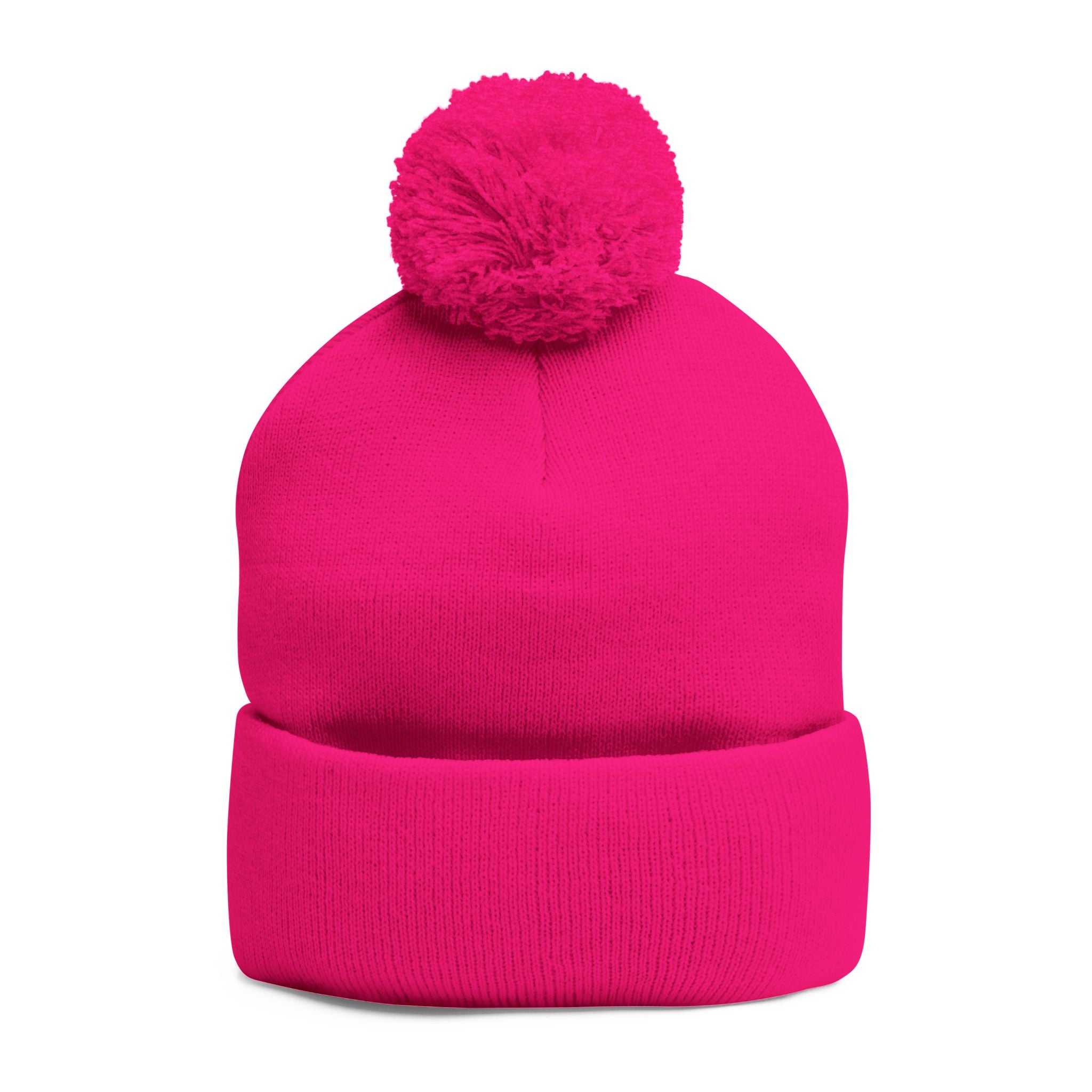 Embroidered Pom-Pom Beanie — Motifit Fitness Logo Cuffed Knit Hat