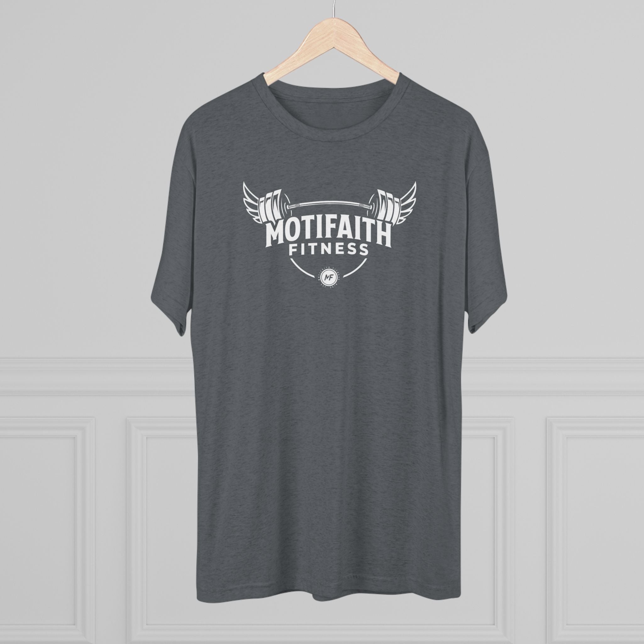 Motifaith Fitness T-Shirt — Barbell Wings Gym Tee