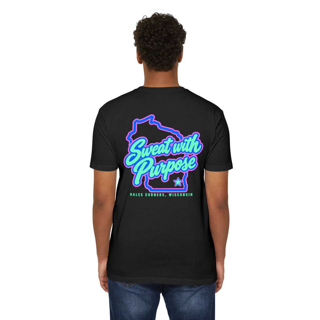 Sweat with Purpose T-Shirt — Motifath Fitness Tee (Make Change, Wisconsin)