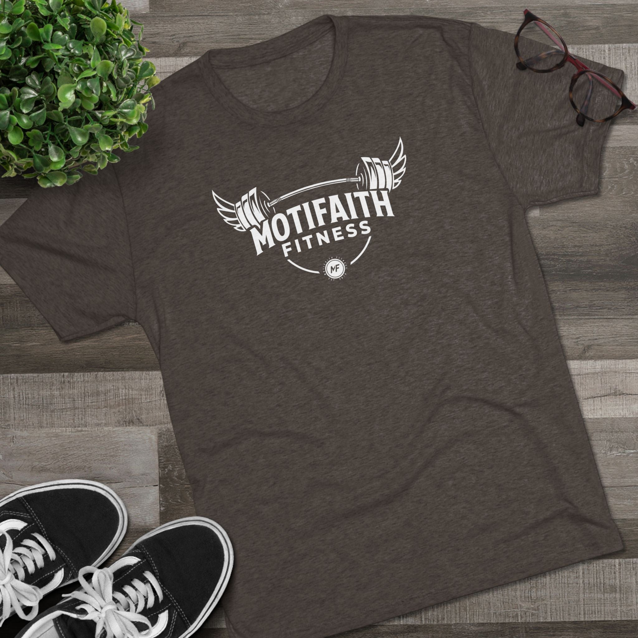 Motifaith Fitness T-Shirt — Barbell Wings Gym Tee