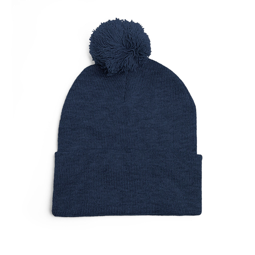 Embroidered Pom-Pom Beanie — Motifit Fitness Logo Cuffed Knit Hat