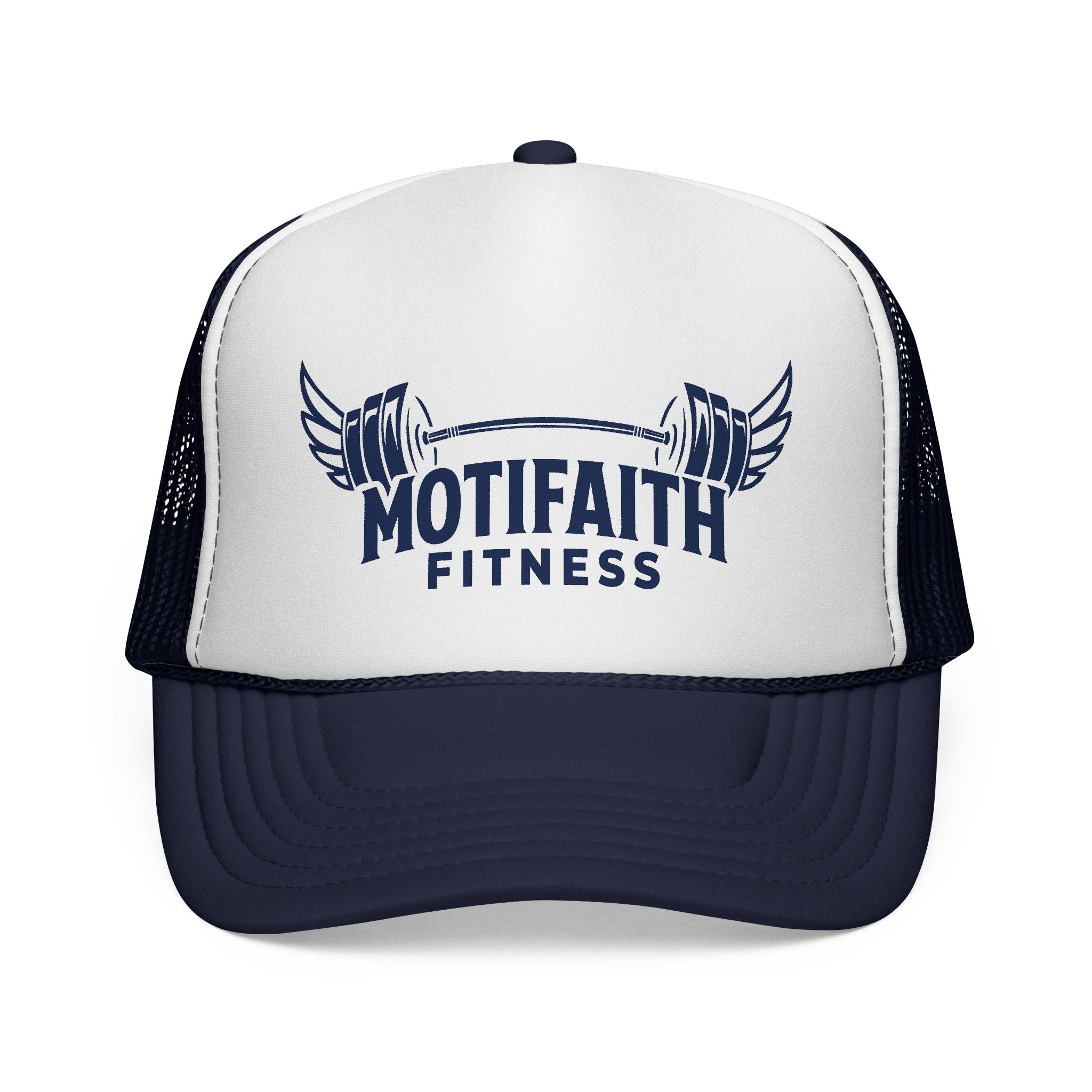Motifaith Fitness Trucker Hat - Winged Barbell Athletic Cap