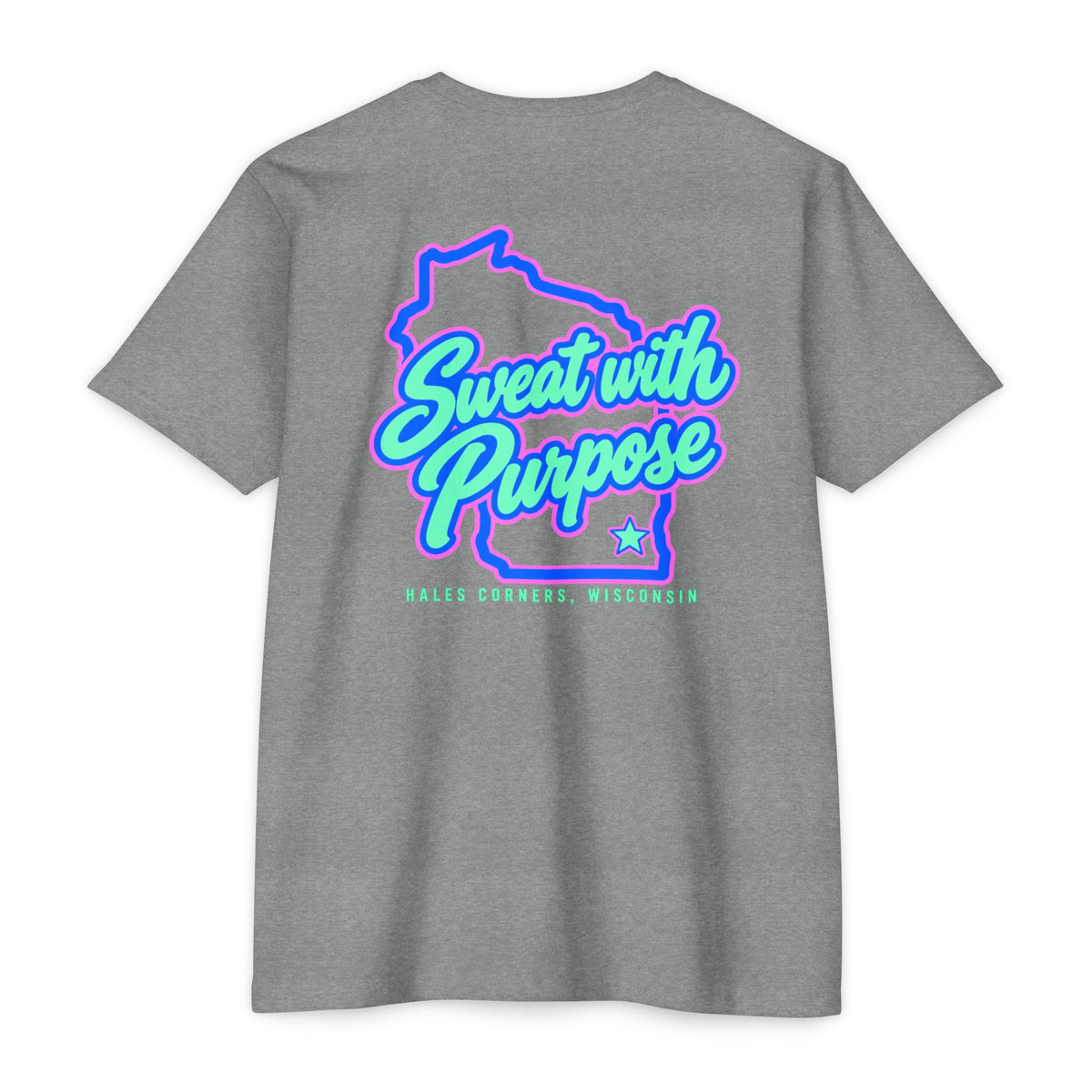 Sweat with Purpose T-Shirt — Motifath Fitness Tee (Make Change, Wisconsin)