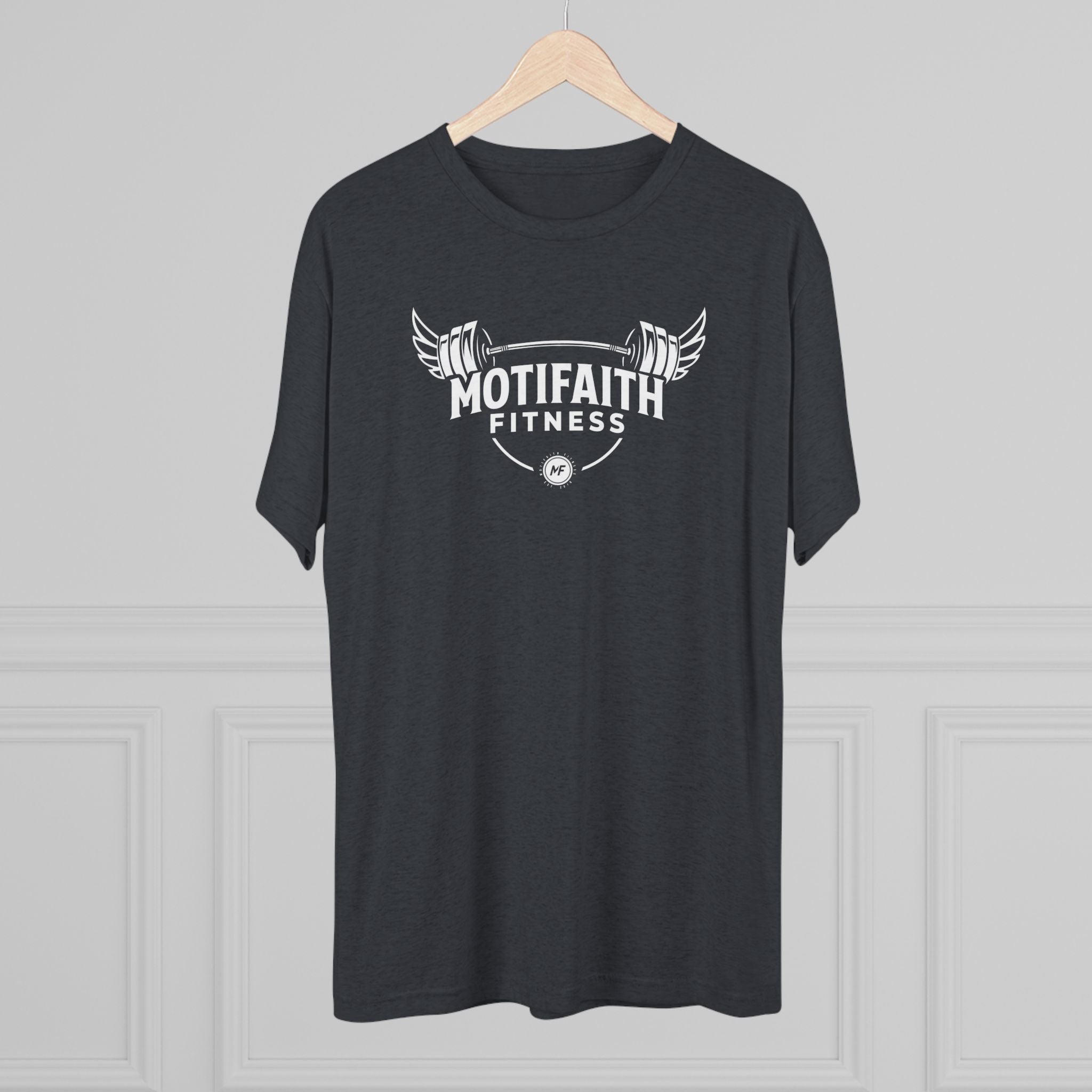 Motifaith Fitness T-Shirt — Barbell Wings Gym Tee