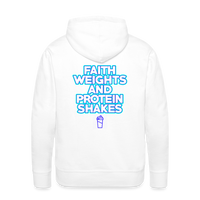 Faith Weights and Protein Shakes Premium Hoodie - white