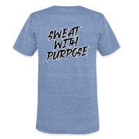 Motifaith "Sweat with purpose" Fitted Cotton/Poly T-Shirt - heather blue