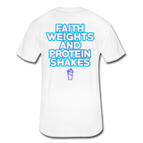 Fitted Cotton/Poly "Faithandweights" T-Shirt by Next Level - white