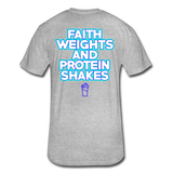 Fitted Cotton/Poly "Faithandweights" T-Shirt by Next Level - heather gray