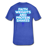 Fitted Cotton/Poly "Faithandweights" T-Shirt by Next Level - heather royal